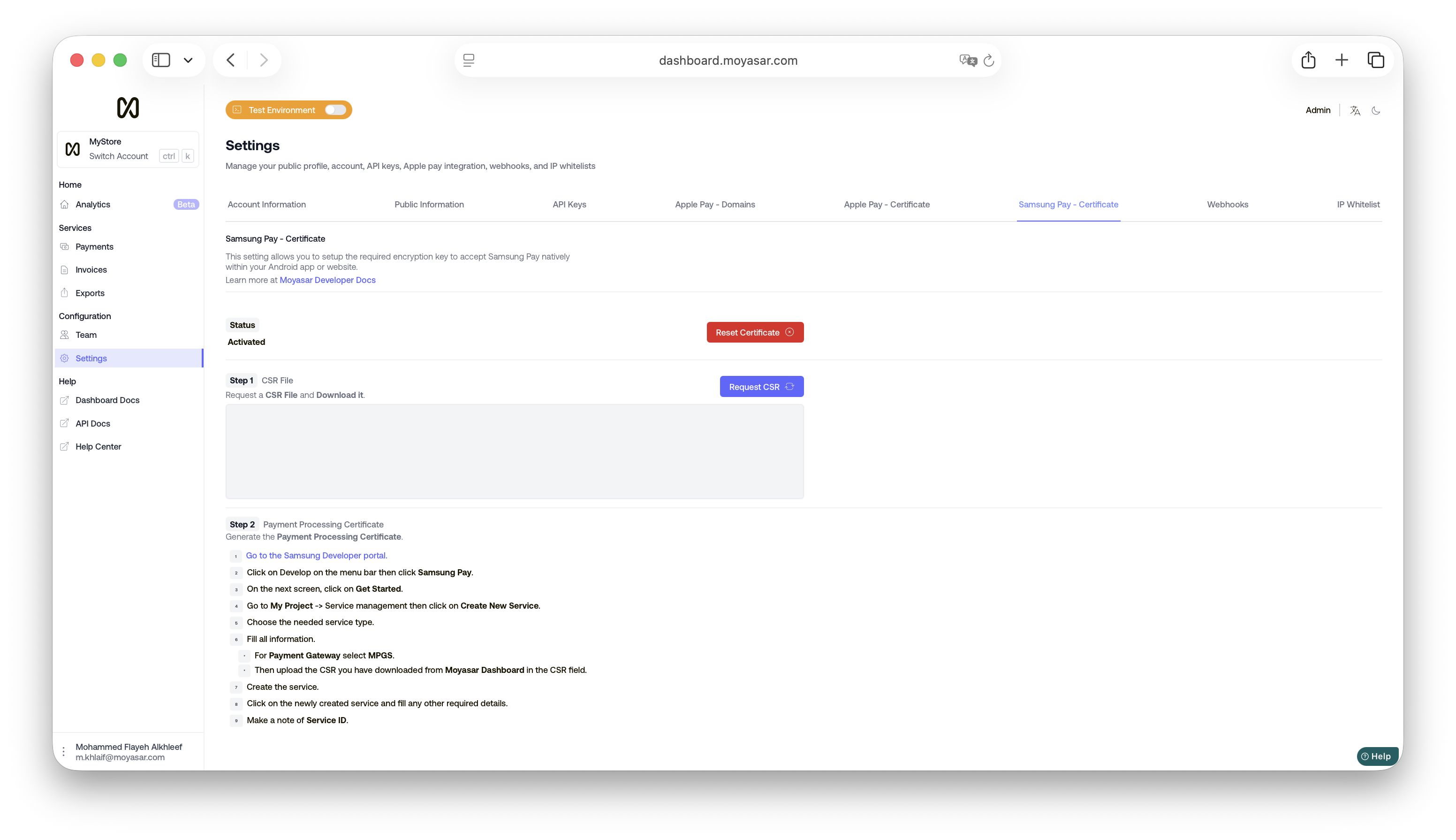 Samsung Pay Certificate
