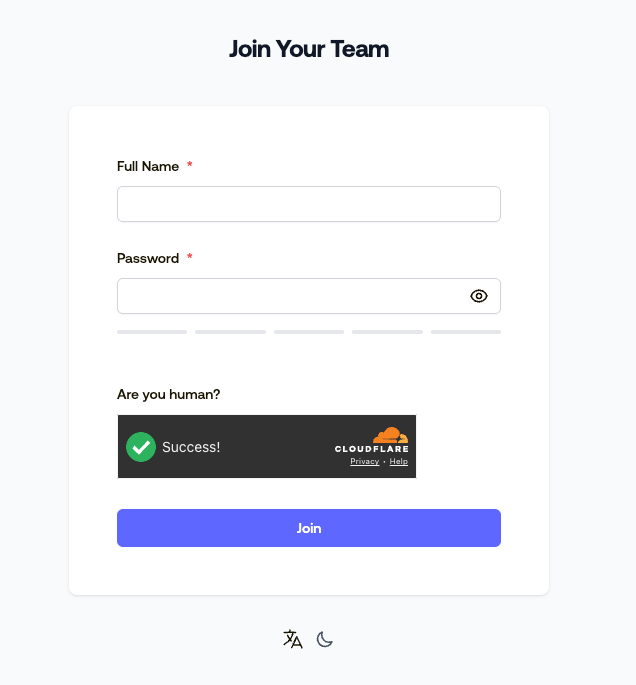 Registration form to join the team